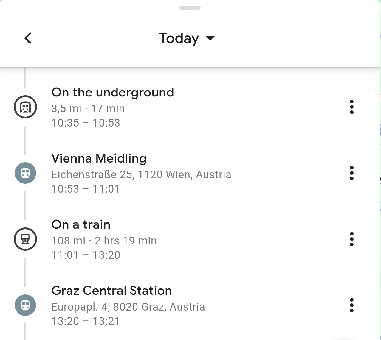 Google Timeline List